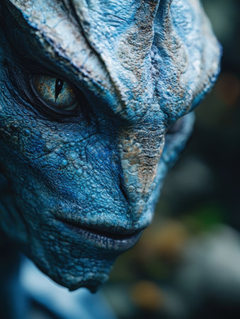 Close-up of a blue lizard's eyeの素材