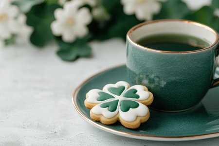 green tea and st. patrick's day cookiesの素材