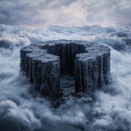 Dramatic rocky mountain landscape in the cloudsの素材
