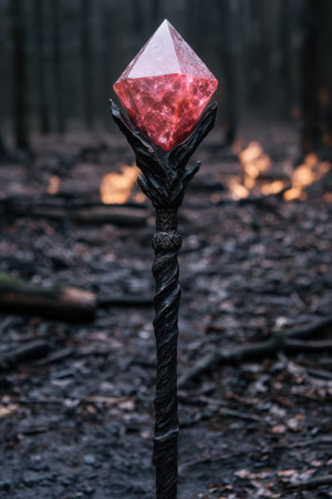 Glowing crystal on twisted black stemの素材