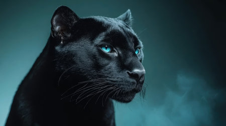Intense gaze of a powerful black pantherの素材