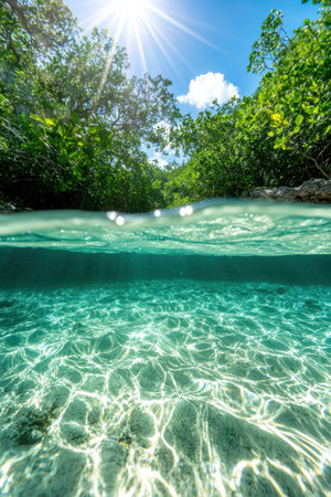 Tranquil tropical lagoon with crystal clear waterの素材