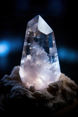 Glowing crystal quartz on dark backgroundの素材