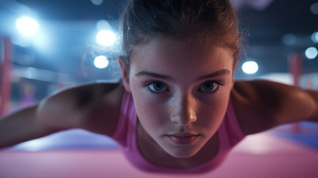 Thoughtful young woman with intense gazeの素材