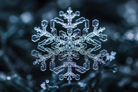 Intricate snowflake crystal macro photographyの素材