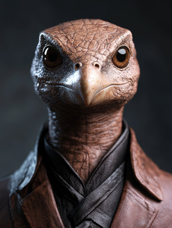 Close-up portrait of a mysterious reptilian creatureの素材