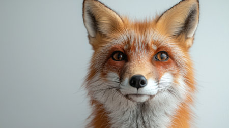 Close-up portrait of a curious red foxの素材