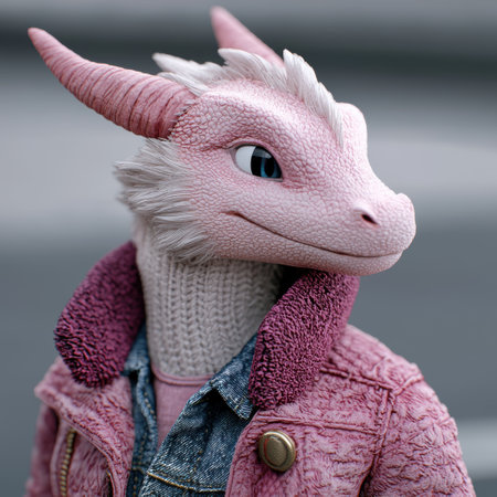 Whimsical fantasy dragon in stylish clothingの素材