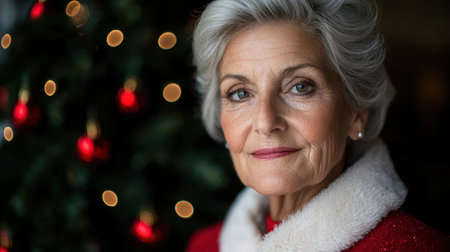 elegant senior woman in festive attireの素材
