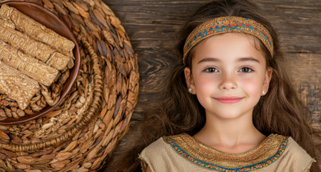 Young girl in traditional ethnic clothingの素材