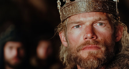 Powerful king with crown and beardの素材