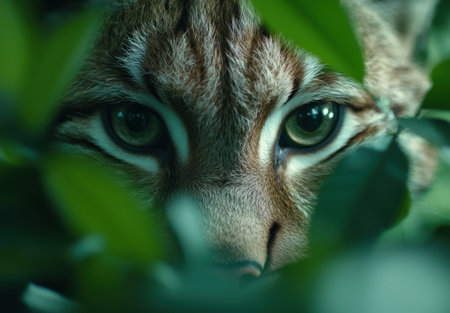 close-up of a curious animal's eyesの素材