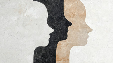 abstract silhouettes of human headsの素材