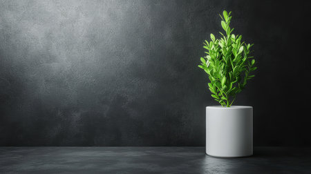 Potted plant on dark backgroundの素材