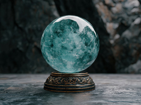 Mystical crystal ball on ornate standの素材