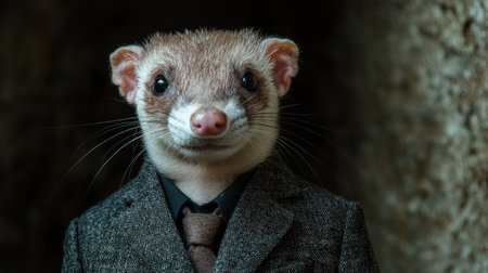 Dapper ferret in suit and tieの素材