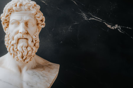 Marble bust of a bearded man with curly hairの素材
