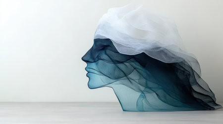 abstract profile silhouette with flowing fabricの素材