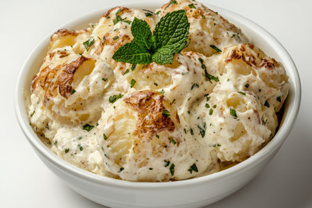 Delicious creamy mashed potatoes with fresh herbsの素材
