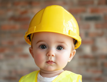 Serious baby construction workerの素材