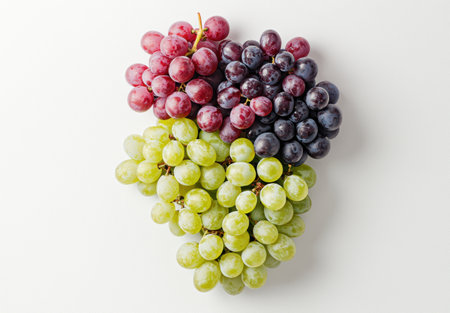 Assorted fresh grapes on white backgroundの素材