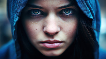 intense gaze of a mysterious personの素材