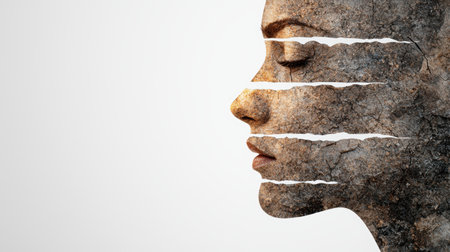 Weathered stone face profileの素材