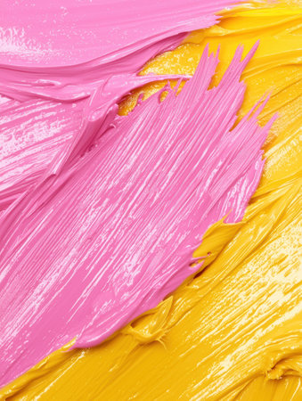 Abstract paint textures in vibrant pink and yellowの素材
