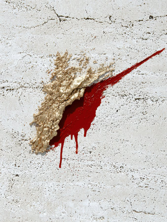 abstract art with gold and red paintの素材