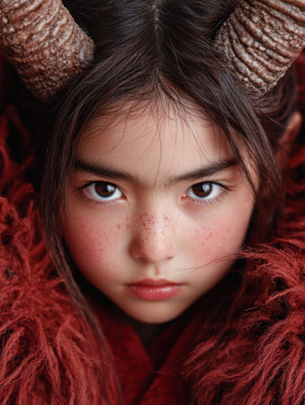 Mysterious girl in red scarfの素材