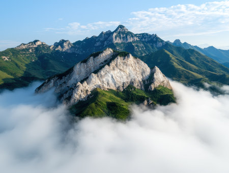 majestic mountain landscape with cloudsの素材
