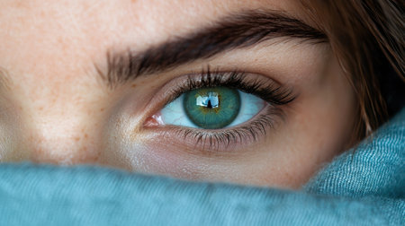 close-up of a vibrant green eyeの素材