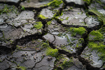 Mossy rocks in a forest streamの素材