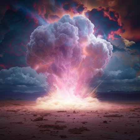 Dramatic explosion in the desertの素材