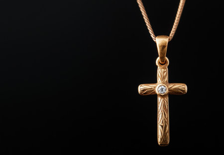 Elegant gold cross pendant with diamond accentの素材