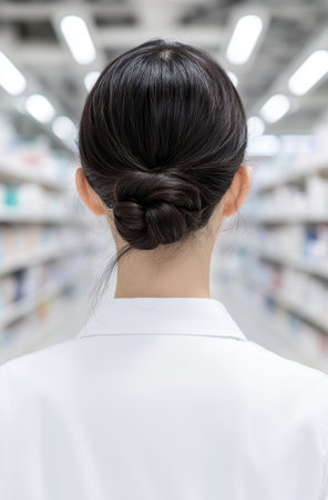 professional hairstyle for woman in white coatの素材