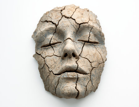 Cracked stone face sculptureの素材