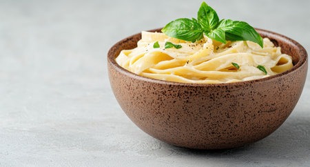 delicious homemade pasta with fresh basilの素材