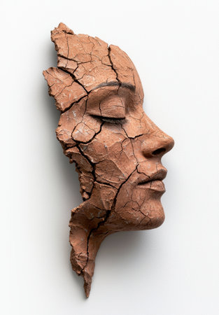 Cracked clay face sculptureの素材