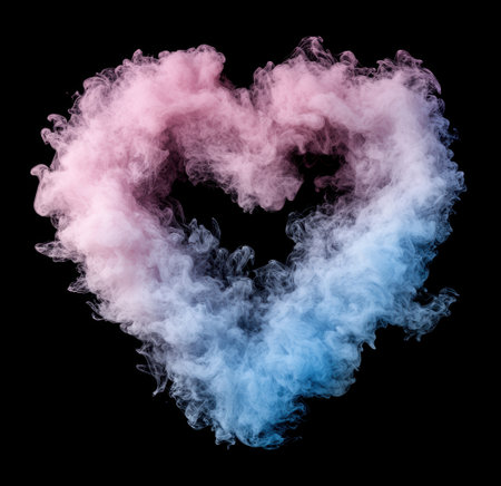 Colorful heart-shaped smoke cloudの素材