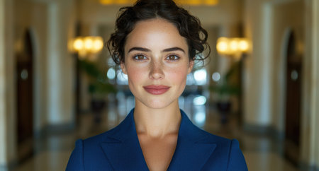 confident and professional woman in blue suitの素材