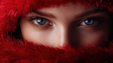 Mysterious woman with piercing blue eyesの素材