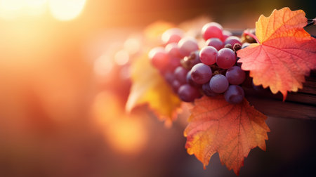 Ripe autumn grapes on the vineの素材