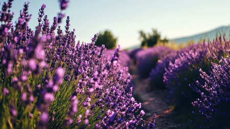 Vibrant lavender field in the countrysideの素材