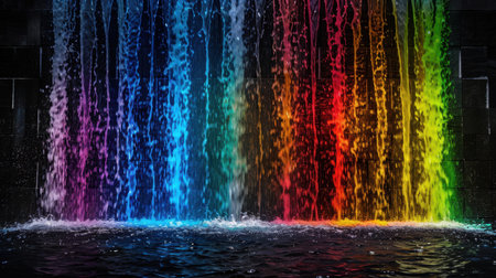 Colorful waterfall in the darkの素材