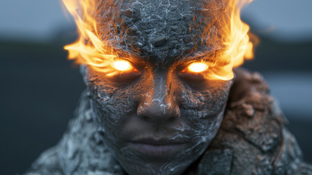 Intense Fiery Gaze of a Supernatural Beingの素材
