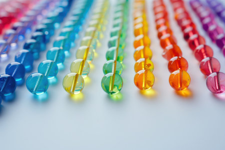 Vibrant rainbow-colored glass beadsの素材