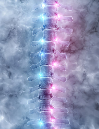 Glowing spinal column with energy flowの素材