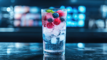refreshing summer cocktail with berries and iceの素材