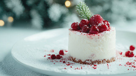 festive winter dessert with cranberries and pineの素材